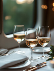 Enjoying an exquisite dining experience on an elegant first-class train