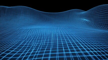 Abstract Digital Grid Landscape - Futuristic Technology Art