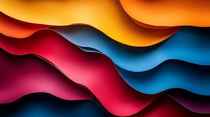 Obraz premium vibrant abstract pattern created by layering sheets of colored paper in a wave-like formation