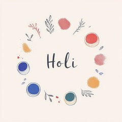 Minimalistic Holi Festival Illustration with Colorful Powder Frame 6