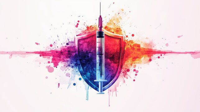 vibrant uplifting design featuring syringe and shield with slogan like Arm Yourself Against hmpv