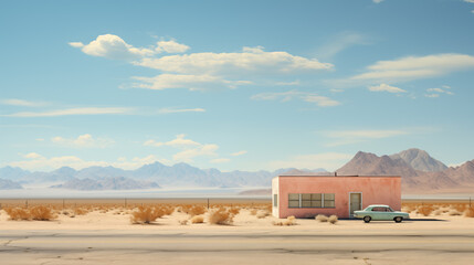 Fototapeta premium minimalist, retro avant guarde mood, the mojave desert