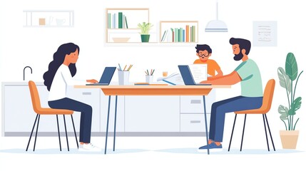 Family teamwork at home.