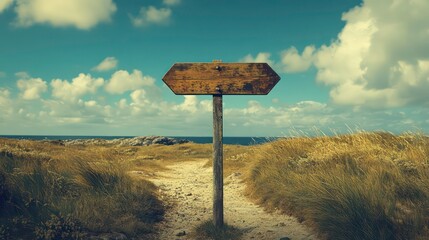 plain signpost stands in natural landscape, guiding way