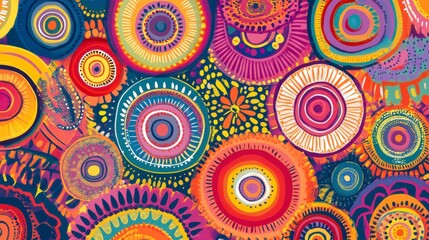 Fototapeta premium Colorful Abstract Circular Art with Vibrant Patterns