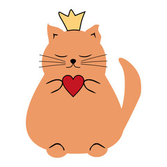 Cute nice lovely cat cartoon character on white background vector illustration 