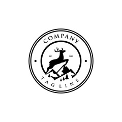deer logo on the mountain and vintage style
