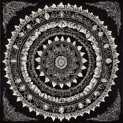 Intricate Black and White Mandala Design