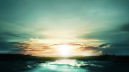 Fototapeta premium Serene Green Watercolor Gradient, a calming blend of lush greens flowing seamlessly, evoking tranquility and harmony in design.