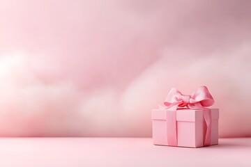 Valentine's day love gift romantic setting gift box soft pink background close-up view