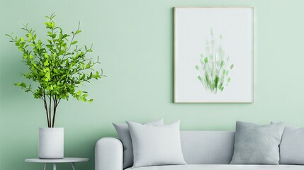  White couch, green plant, white vase - cozy living room