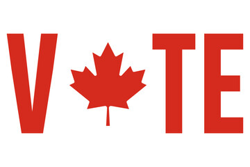Canadian Election 2025 Text vote is typography and clipping a mask canadian flag logo.