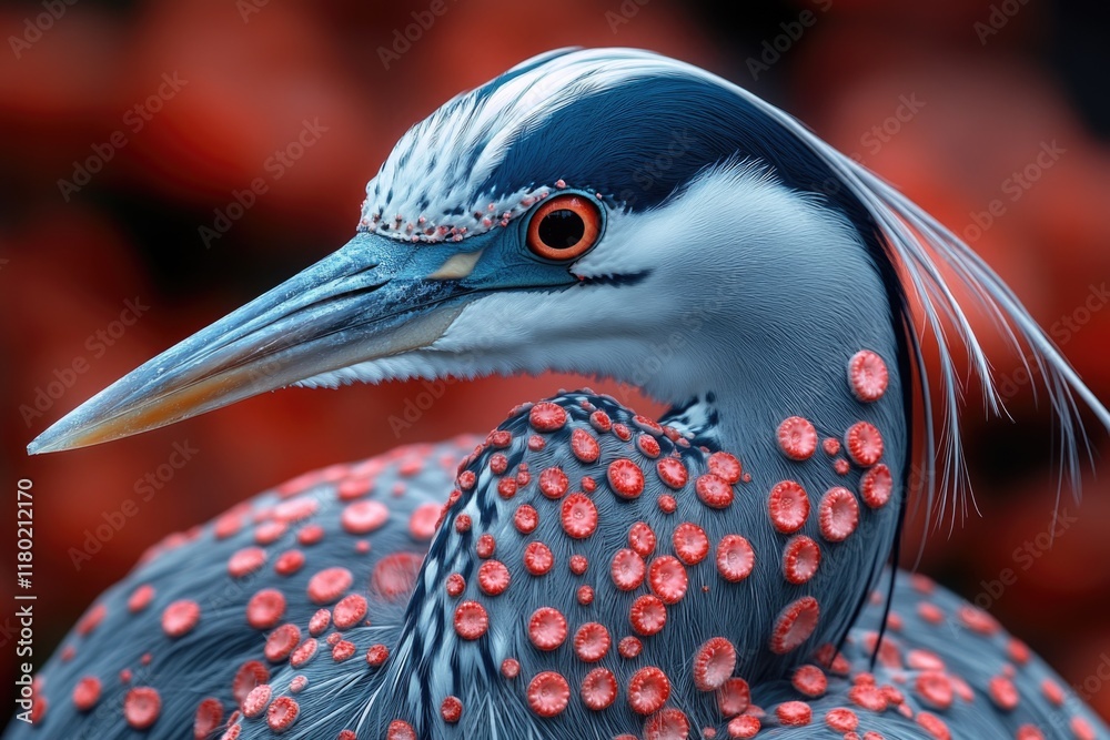 Aufkleber close-up photo of a bird with distinctive red spots on its feathers