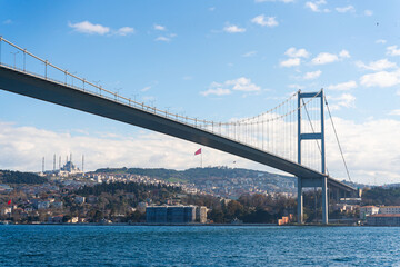 Bridge of the Martyrs of July 15 (Bosphorus Bridge or first Bridge) in Istanbul, Turkey