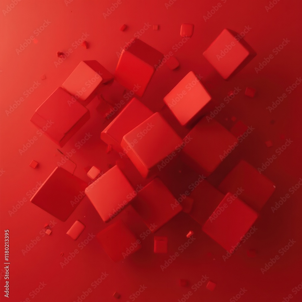 Poster abstract 3d red cubes background