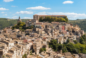 Obraz premium A panoramic view of the Ragusa Ibla, a historic city in Eastern Sicily, Italy
