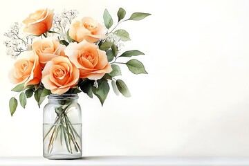 Obraz premium Valentine's day love blossoms with peach roses in a serene home setting