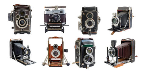 Vintage Film Cameras Collection with Various Designs and Styles