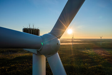 Wind farm in Scandinavia producing renewable wind energy. Finland
