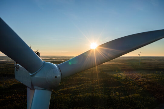 Wind farm in Scandinavia producing renewable wind energy. Finland