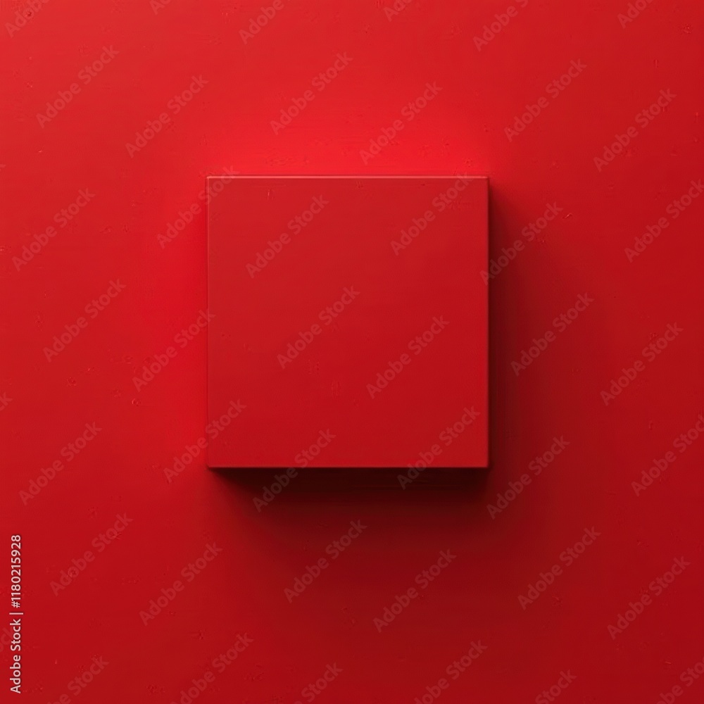 Poster minimalist design red square on wall background