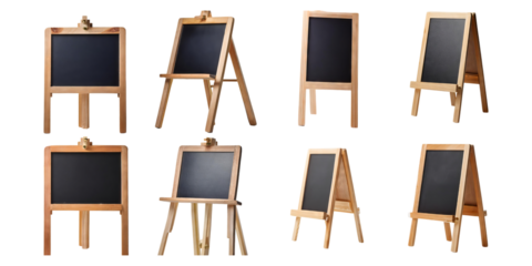 Various Wooden Chalkboards on Transparent Background for Design Use