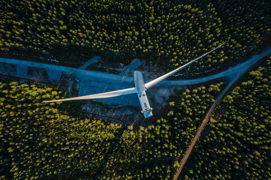 Wind farm in Scandinavia producing renewable wind energy. Finland