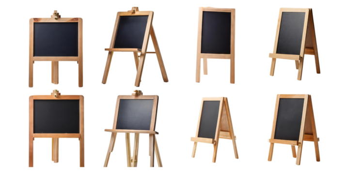 Various Wooden Chalkboards on Transparent Background for Design Use - Powered by Adobe