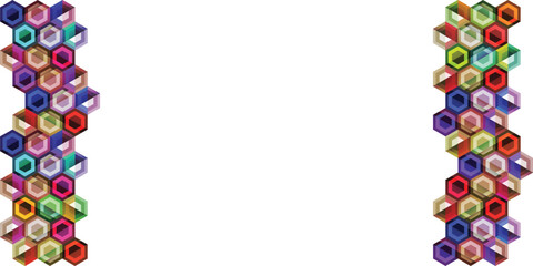 abstract multicolor geometric background. Modern overlapping hexagons. Unusual color shapes for your message. Business or tech presentation, app cover template	