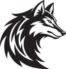 Fototapeta premium wolf silhouette vector line art logo design