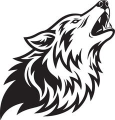 wolf silhouette vector line art logo design