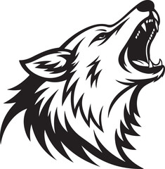 wolf silhouette vector line art logo design