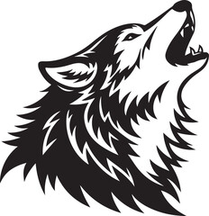 wolf silhouette vector line art logo design