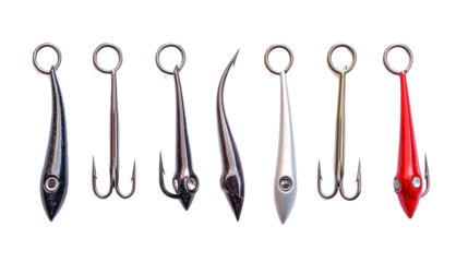 Complete Fishing Hook Set for Anglers Isolated on White Background