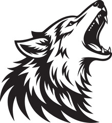 wolf silhouette vector line art logo design