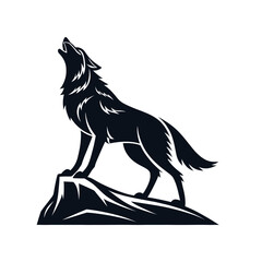 wolf silhouette vector line art logo design