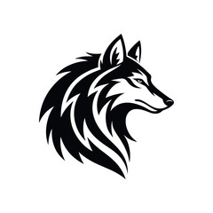 wolf silhouette vector line art logo design