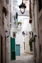 Fototapeta premium Urban furniture in a beautiful town Monopoli in South Italy urban Mediterranean scene