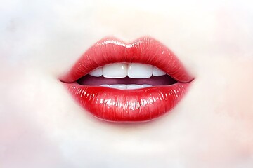 Obraz premium Valentine's day love expressions intimate close-up lips romantic setting soft lighting