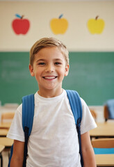 Lächelndes Schulkind am Tag der Einschulung