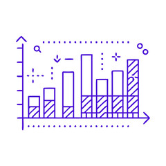 Minimalist line drawing of a bar chart showing data trends