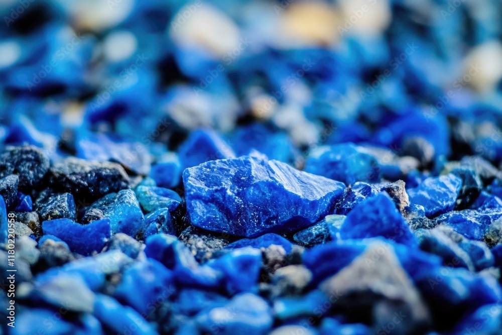 Poster A close-up of a pile of blue rocks with unique texture and color