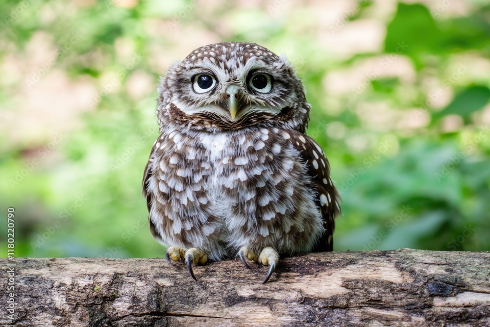 Poster a small owl sits on the edge of a tree branch, looking out into the distance