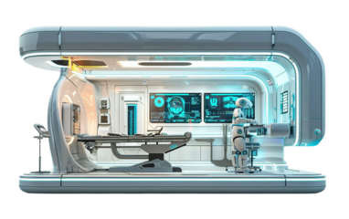 Futuristic Hospital Equipped with Advanced Medical Technologies Isolated on Transparent Background PNG