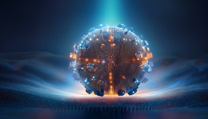 Spherical particles that represent the qubits of a quantum password emit light and rotate while overlapping.