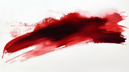 Abstract Red Paint Stroke On White Background