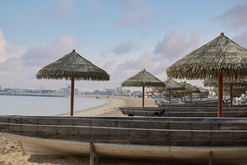 Wakra, Qatar: March 8, 2024: Beautiful beaches in Qatar. Al Wakrah Beach. Qatar beaches.