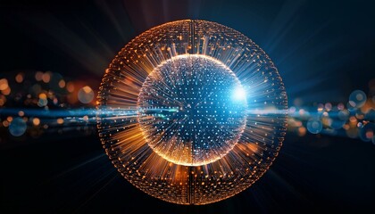 Spherical particles that represent the qubits of a quantum password emit light and rotate while overlapping.