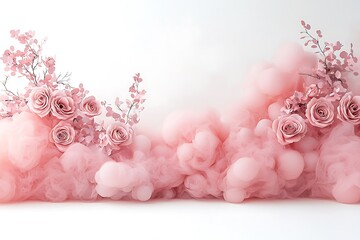 Obraz premium Valentine's day love celebration floral arrangement romantic setting soft pink atmosphere