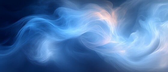 Abstract blue and white smoky swirls.
